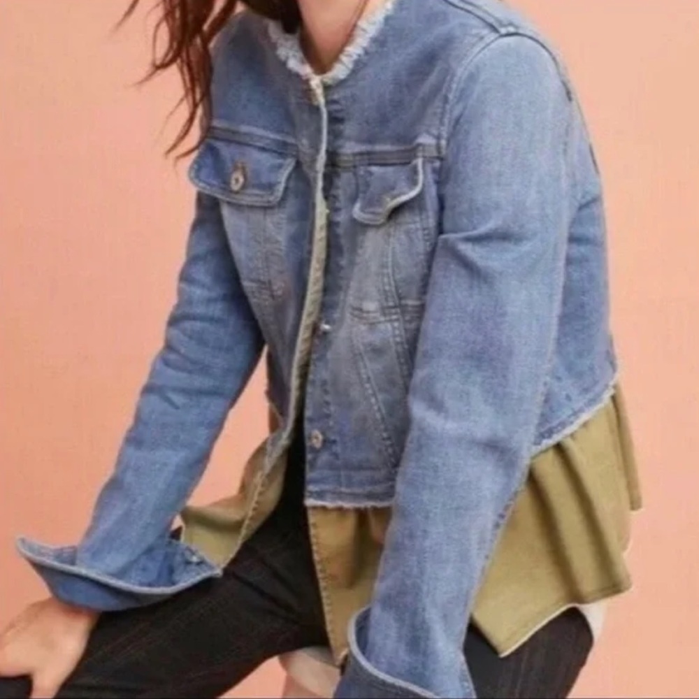 Anthropologie Pilcro flounce hem jean jacket